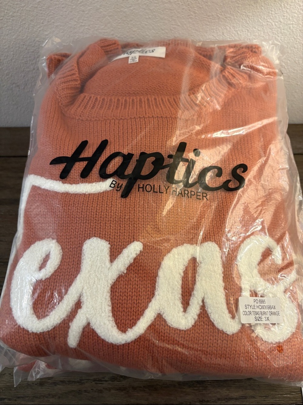 NEW [Haptics] "Texas" Game Day Burnt Orange Embroidery Sweater Women's Plus 3XL - Picture 6 of 6